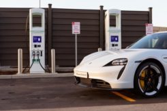 2021 Porsche Taycan first EV to use the innovative payment system on Electrify Canada network. Photo courtesy Electrify Canada/Porsche